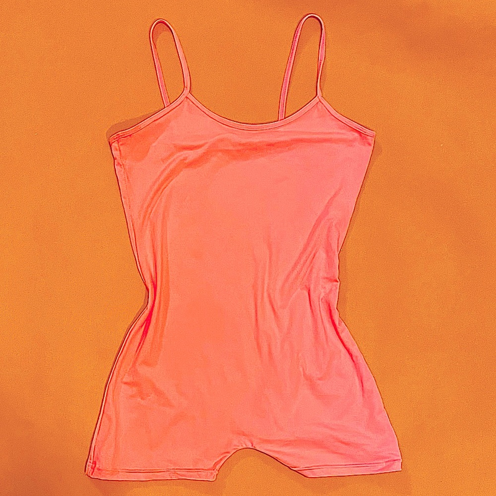 Pink neon spaghetti strap jumper/romper bodysuit